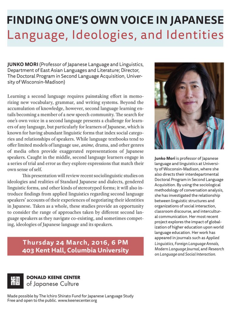 Finding One’s Own Voice in Japanese: Language, Ideologies, and Identities